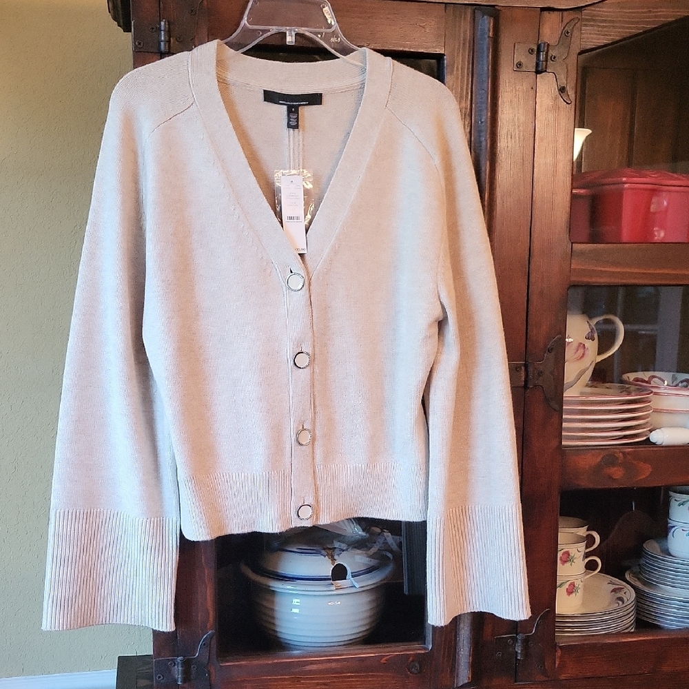 White House Black Market Cream Cardigan Sweater